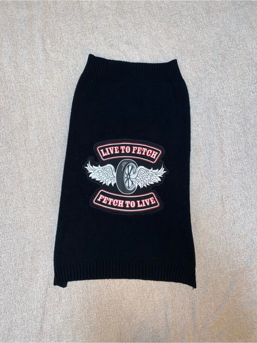 Perfectly Pet Biker Graphic Ribbed Knit Dog Sweater – Black